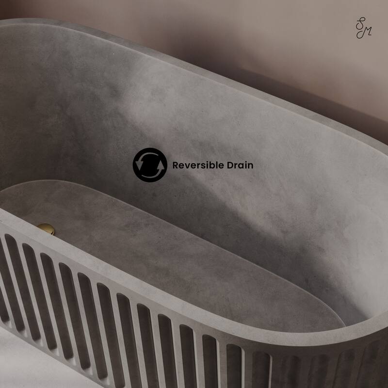 Delice 67" FreestandingConcreteBathtub In Gray, Drain Included