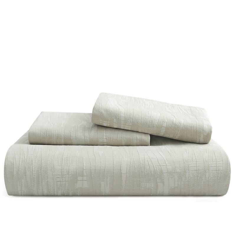 Floral Jacquard Cotton Linen Blend Duvet Cover Set, Bedding Set with Pillowcases