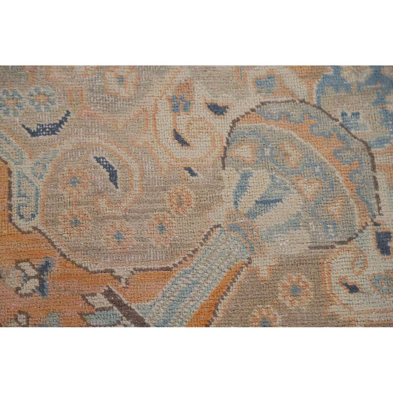 Hand Knotted Oriental 100% Wool Carpet Traditional Floral Oranges & Rust Mashad Area Rug - 8' 10'' X 5' 6''