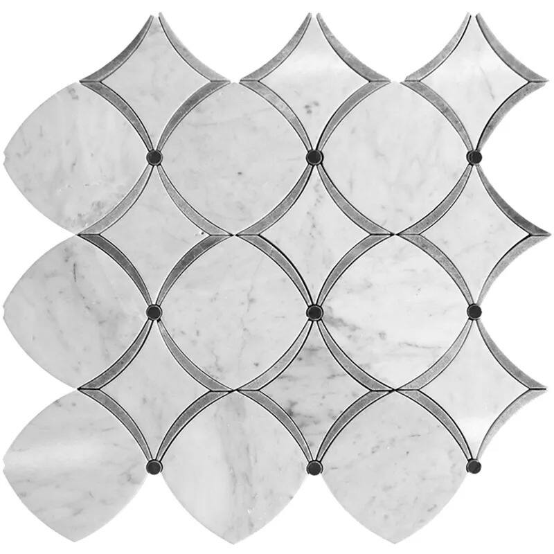 Apollo tile 12" x 12" Elysian Polished Stone White Gray Stone Tile (4.83 sq ft/case) - 5 Pack