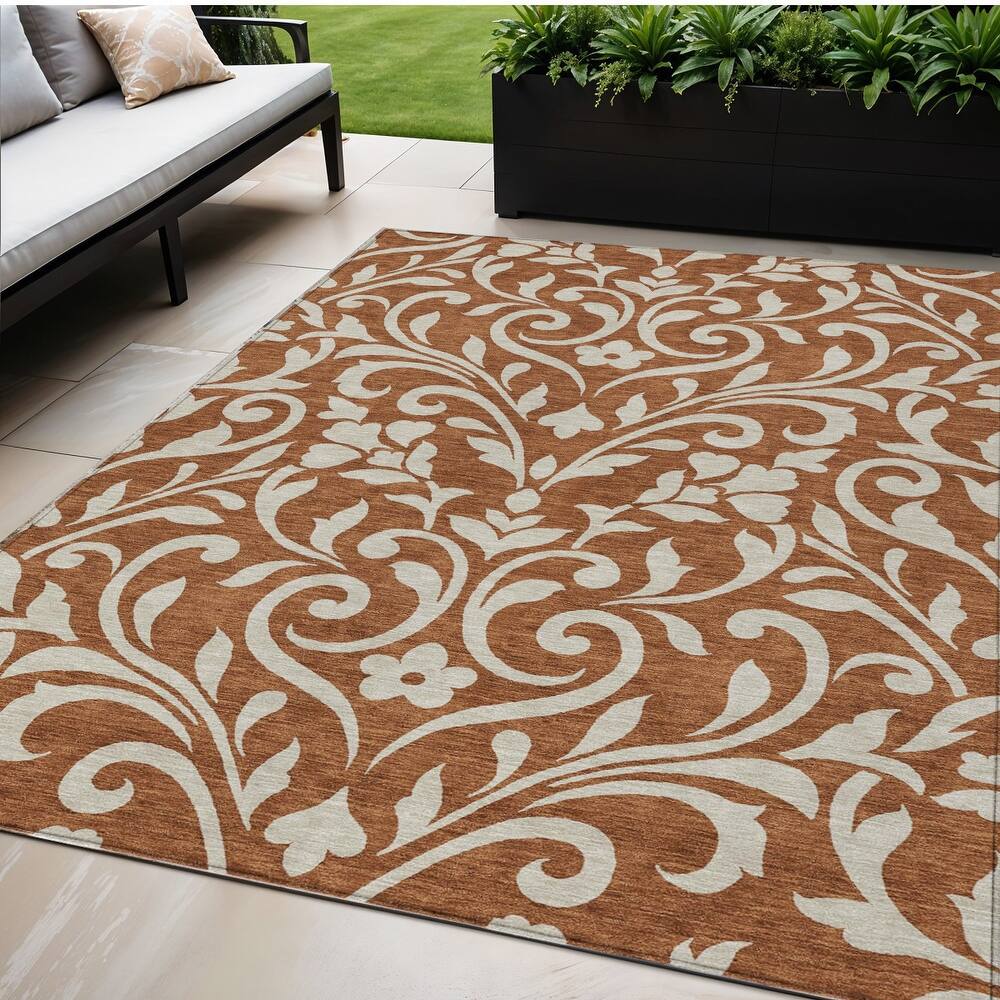 HomeRoots Floral Transitional Rectangle Outdoor Rug