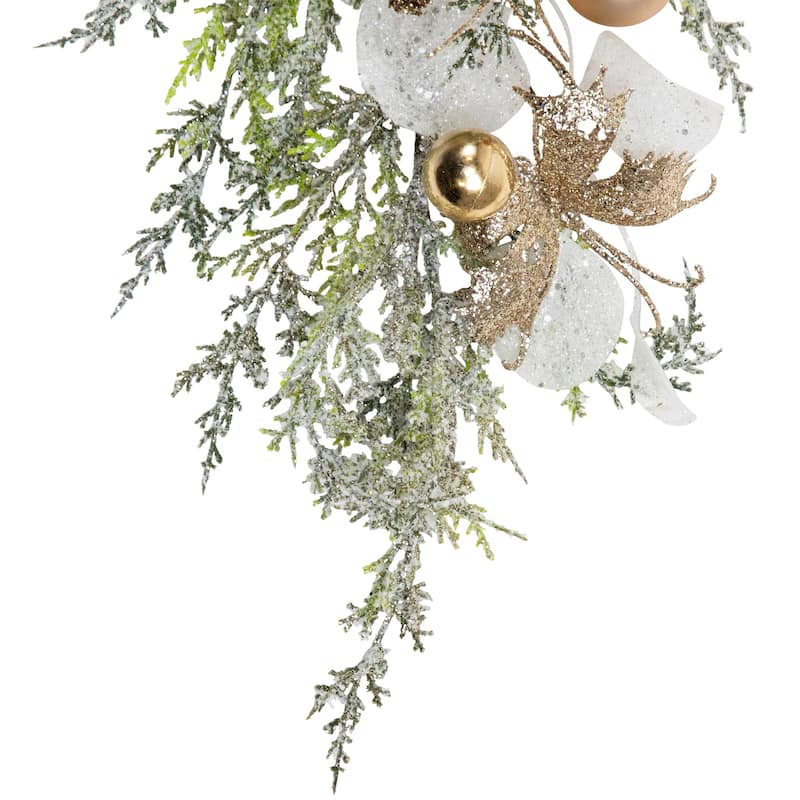 Glittered Poinsettia and Ornaments Artificial Christmas Garland - 6' x 7" - Unlit
