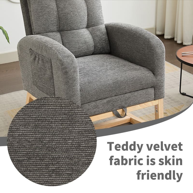 Modern Accent Rocking Chair with Adjustable Footrest