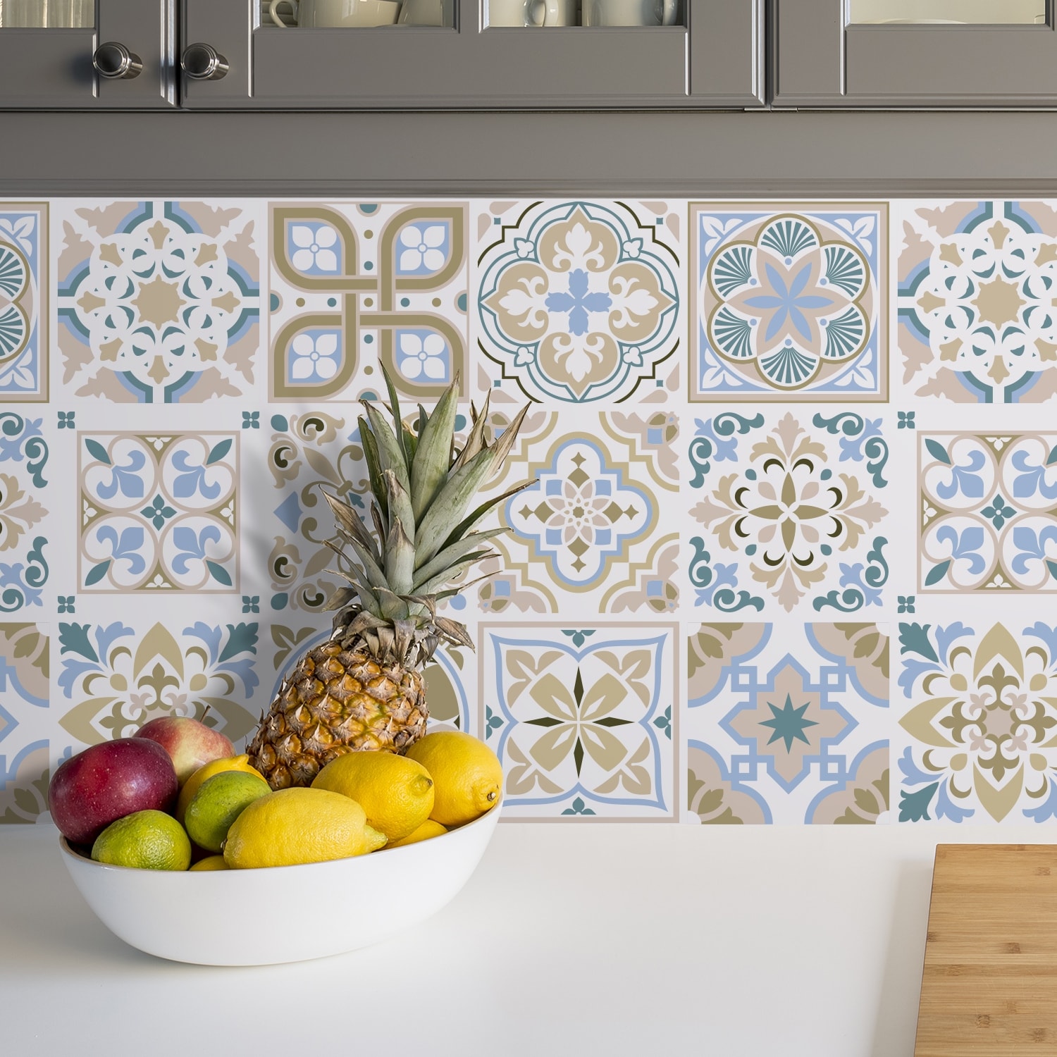 Walplus Light Blue Brown Traditional Spanish Tile Stickers Peel And Stick Sticker 6 X6 Overstock 31665169