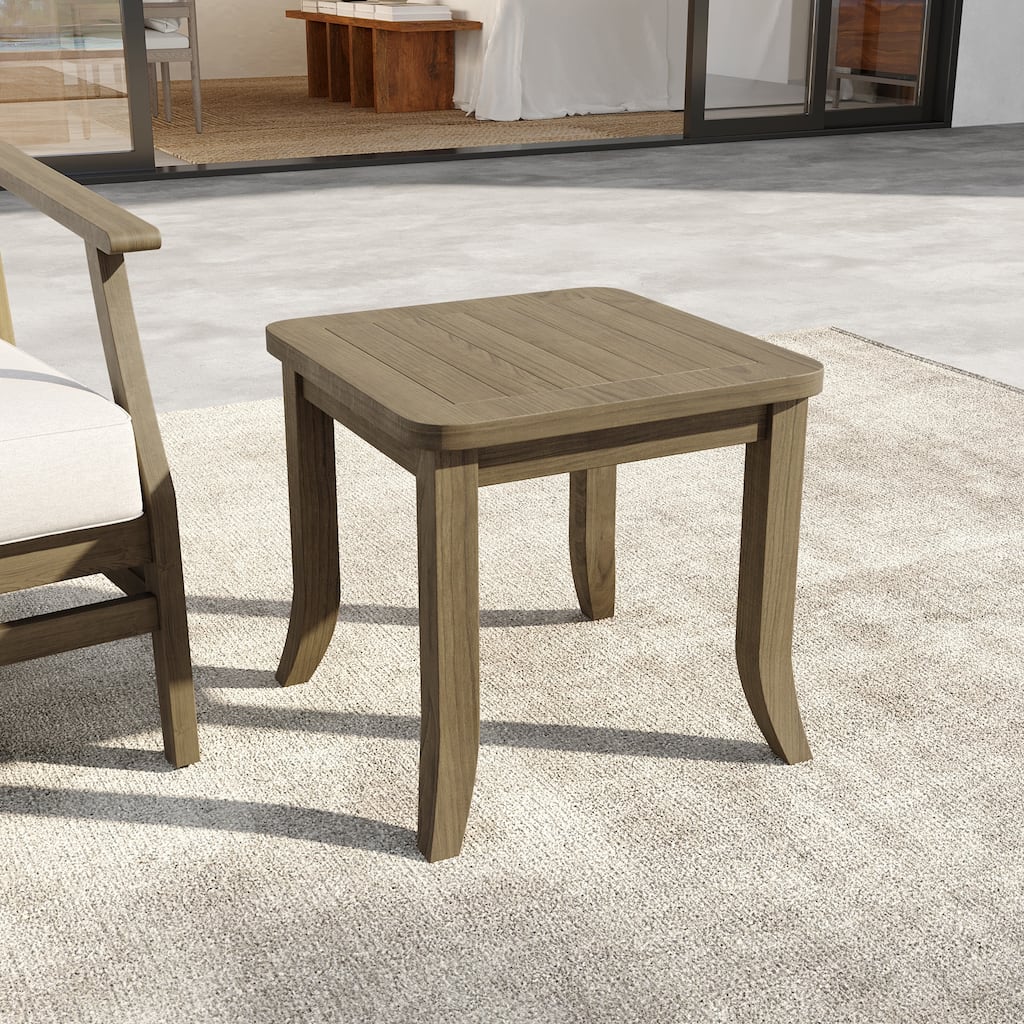 19" W Square Solid Teak Outdoor Side Table