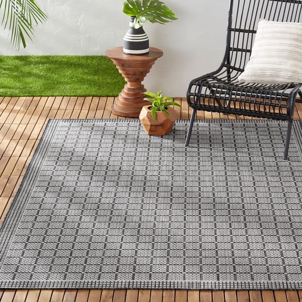 slide 2 of 10, Nicole Miller New York Patio Country Luna Indoor/Outdoor Area Rug 5'2"x7'2" - Black/Gray