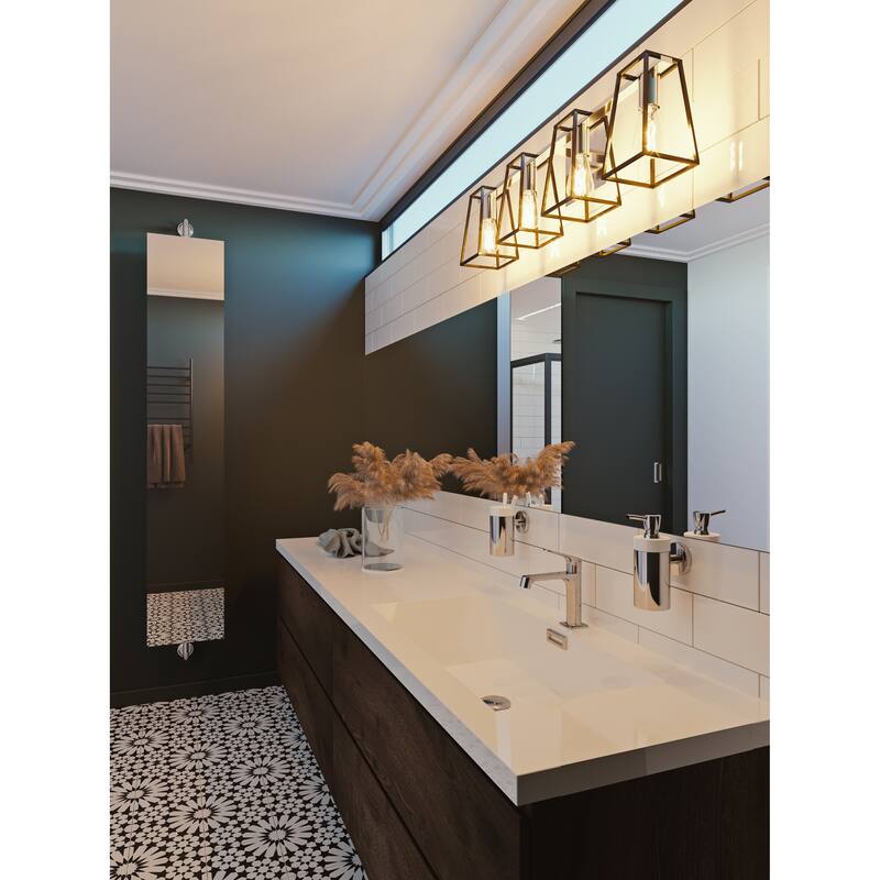 AFX Lynn Light Black Vanity - 4 Lights