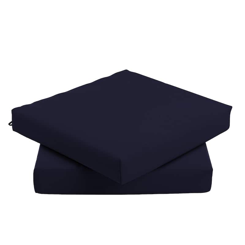 California Umbrella Outdoor Chair Pad Set of 2, 18" x 18", 2.5" Thick, Solstice Olefin Fabric - Navy