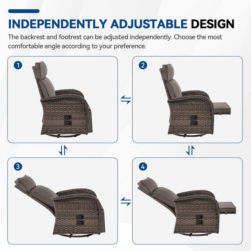 Pocassy Reclining Patio Chair with Adjustable Backrest