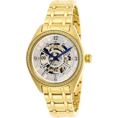 Invicta Women's 26357 'Objet D Art' Automatic Gold-Tone Stainless Steel Watch - White
