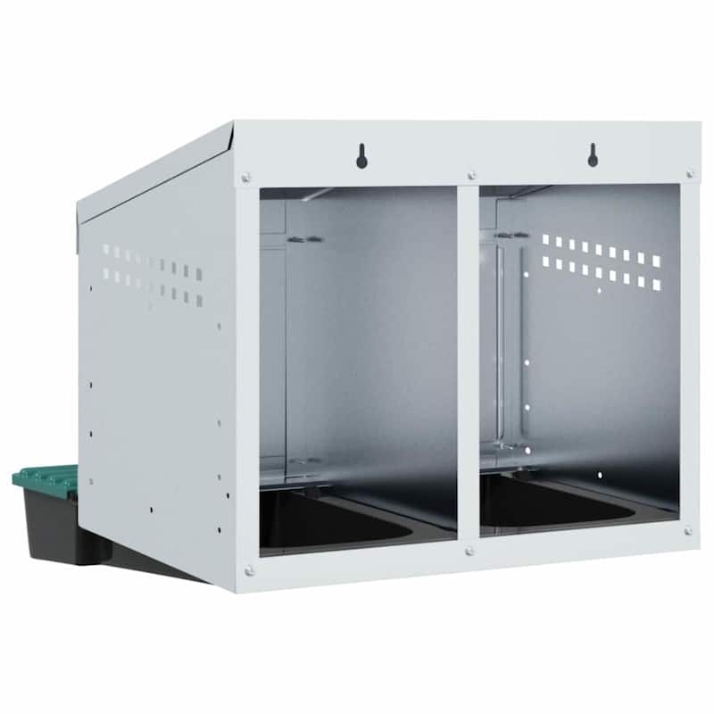 vidaXL Chicken Nesting Box 2 Compartments Wall-Mounted Galvanised Steel
