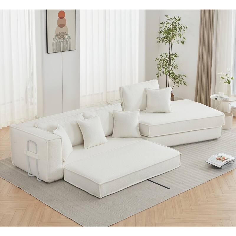 Convertible Folding Sofa Bed with Pillow, Velvet Floor Sleeper Couch for Living Room, Space-Saving Gaming Chair Mattress