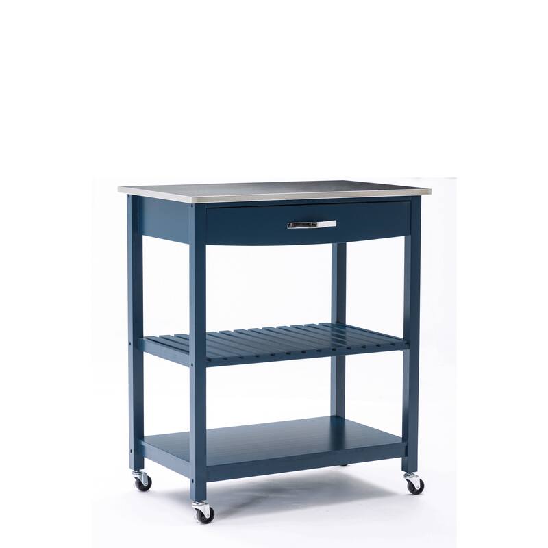 Holland Kitchen Cart With Stainless Steel Top