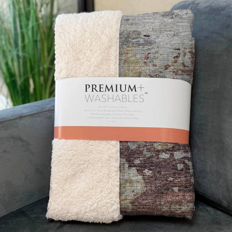 Premium Machine Washable ASB69 Abstract Modern Sherpa Throw Blanket