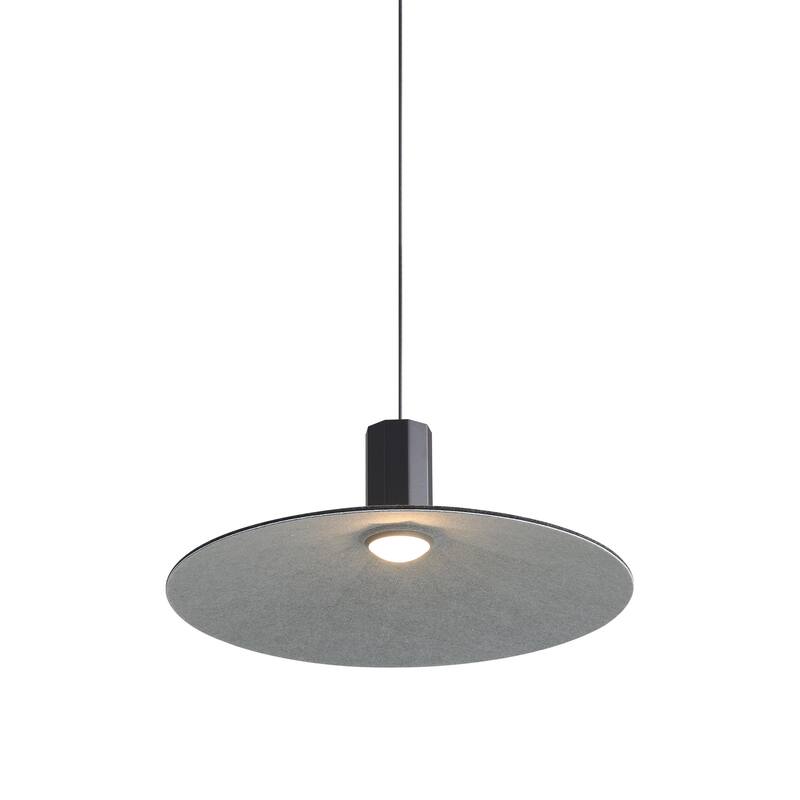 Golden Lighting Faroe 20in Integrated LED Pendant in Flecked Black/Grey Felt - Black
