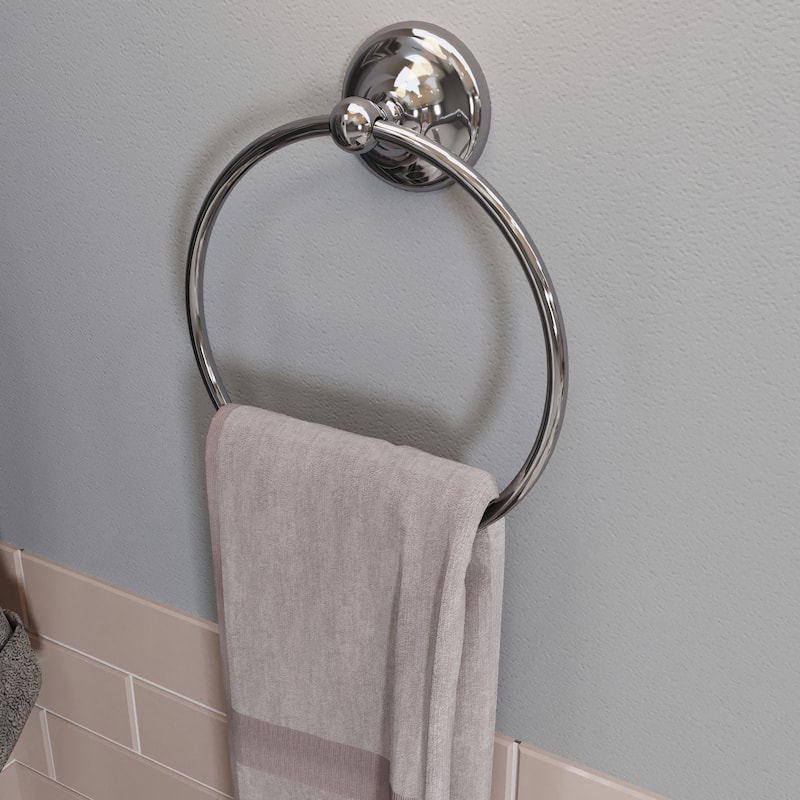 Croydex Grosvenor Flexi-Fix Screw or Glue Chrome Towel Ring