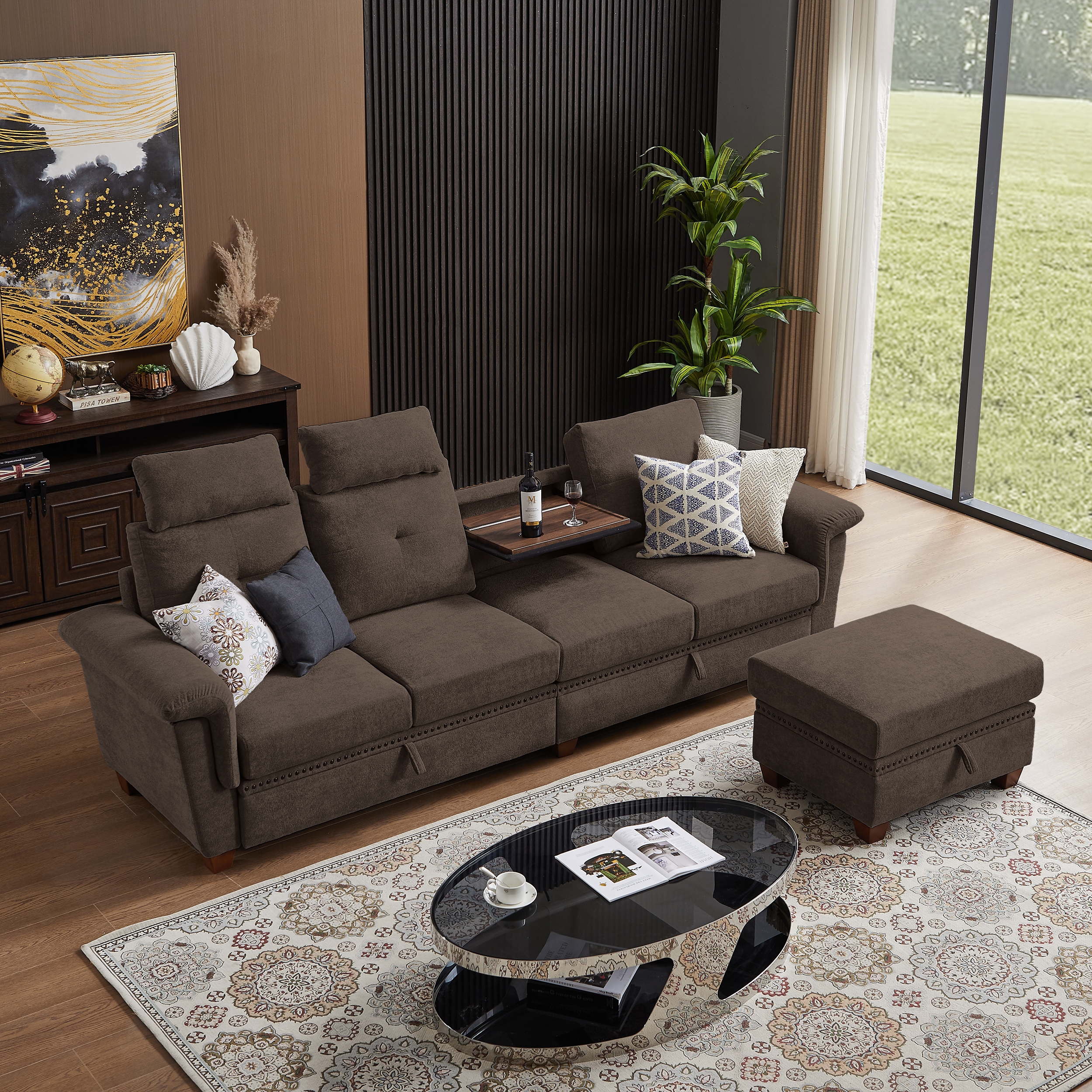 Large brown deals sectional couch