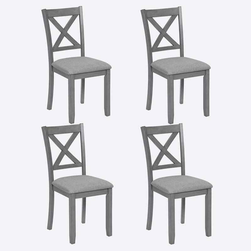 Dining Chairs Only, Wooden Dining Chairs Set of 4, Kitchen Chair with Padded Seat, Upholstered Side Chair for Dining Room - Gray