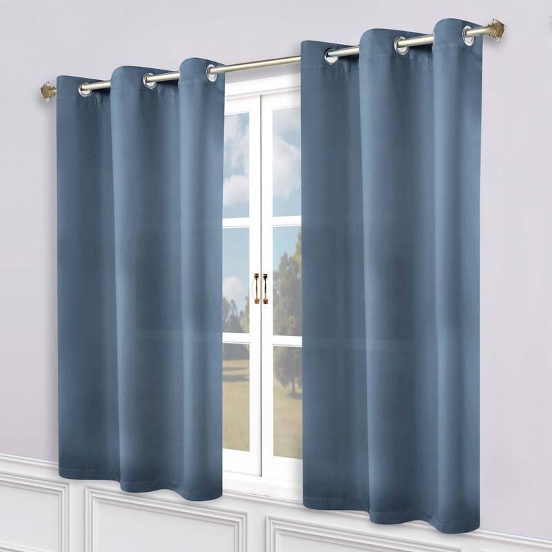 Superior Solid Machine Washable Room Darkening Grommet Blackout Curtains, Set of 2