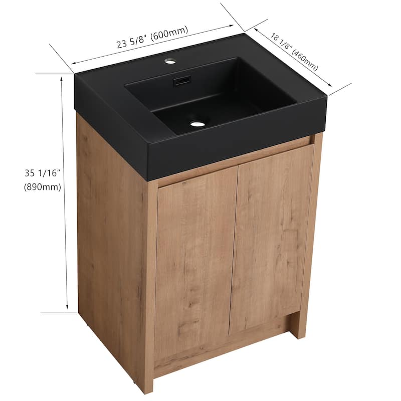 Bathroom Vanity With Sink In 24/30 Inch, Freestanding Bathroom Vanity With Soft Close Door And Adjustable Shelves