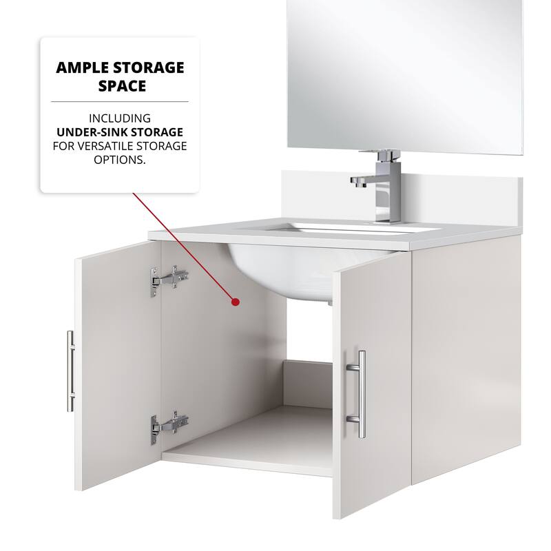Geneva Bath Vanity with Cultured Marble Top, Sink, Faucet & Mirror
