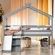 preview thumbnail 2 of 19, House Roof Frame Twin Low Loft House Bed with Slide, Ladder, Safety Guardrails,