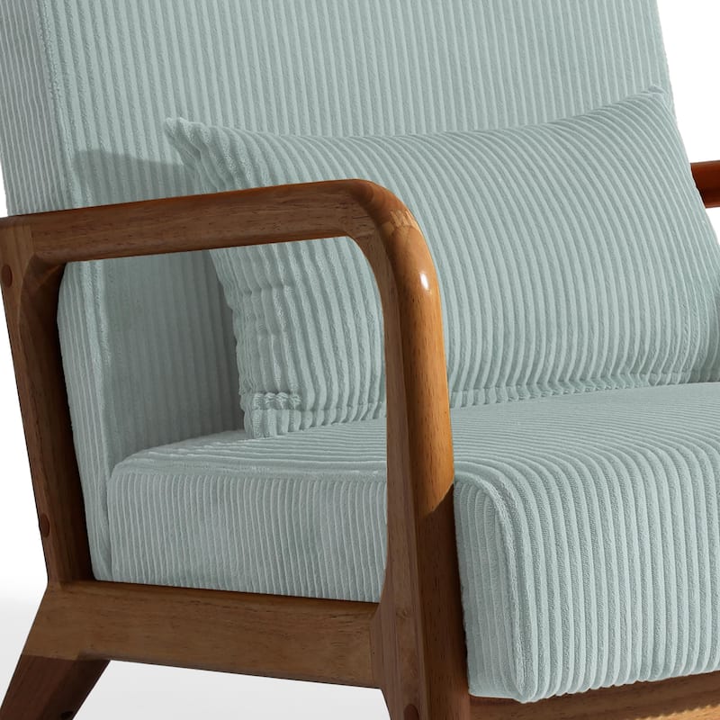 Uixe Mid Century Solid Wood Upholstered Corduroy Accent Chair
