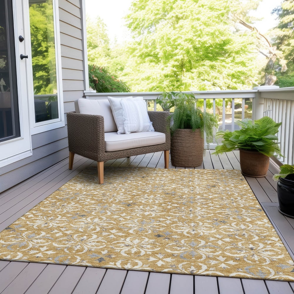 Machine Washable Indoor/ Outdoor Chantille Traditional Medallion Rug