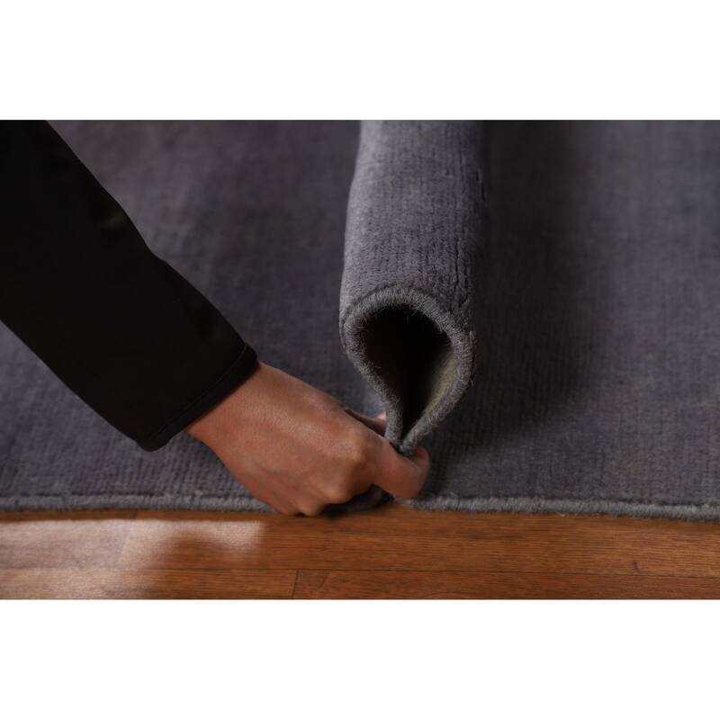 Blue Gray Modern Gabbeh Oriental Rug Handmade Wool Carpet - 3'3" x 4'10"