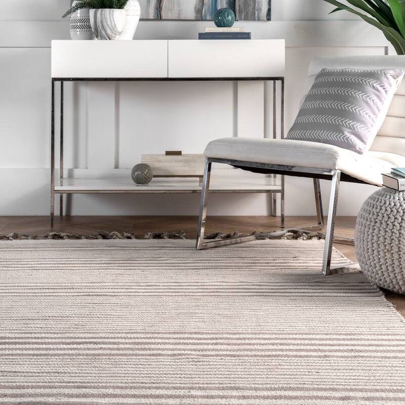 Nuloom Rose Stripe Cotton Flatweave Tassel Area Rug