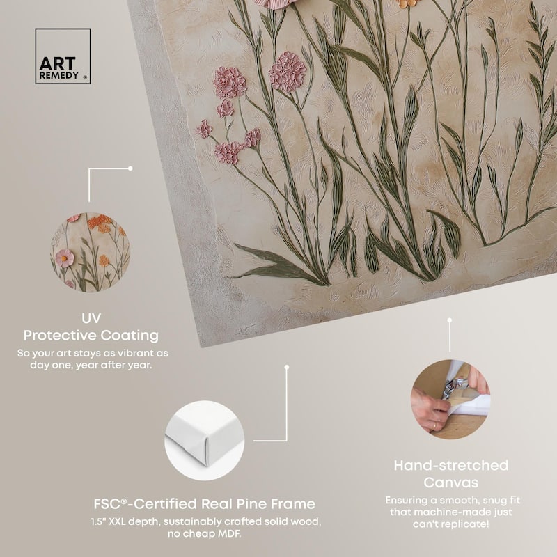 Sculpted Flora Frieze I Canvas by Art Remedy, Gallery Wrapped