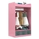 preview thumbnail 4 of 13, Costume RackOpen Hanging Armoire Closet with Mirror-PINK