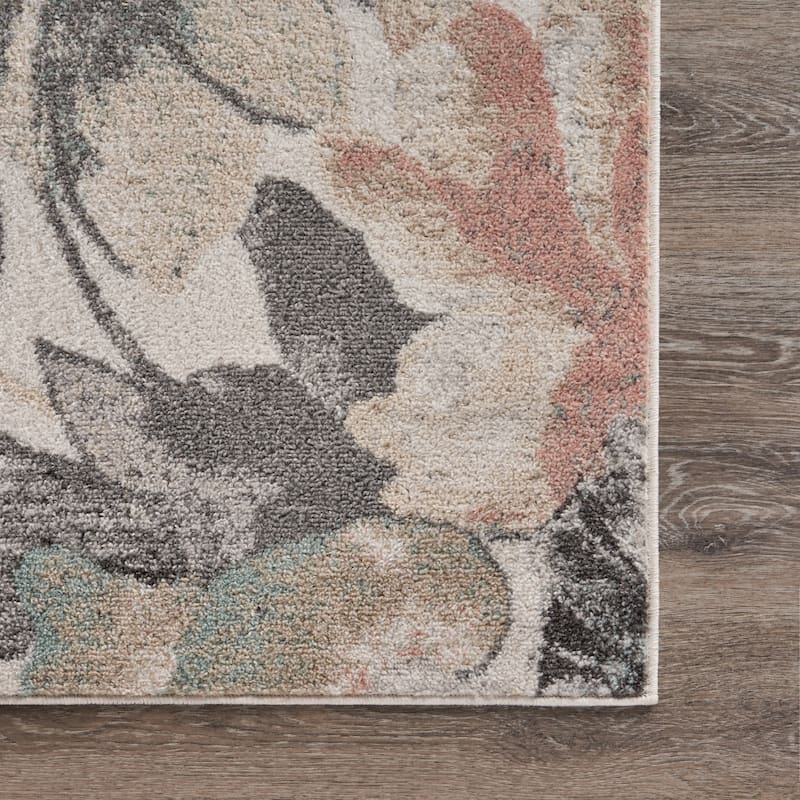 Sevita Multi/Gray/Pink Floral Botanical Area Rug