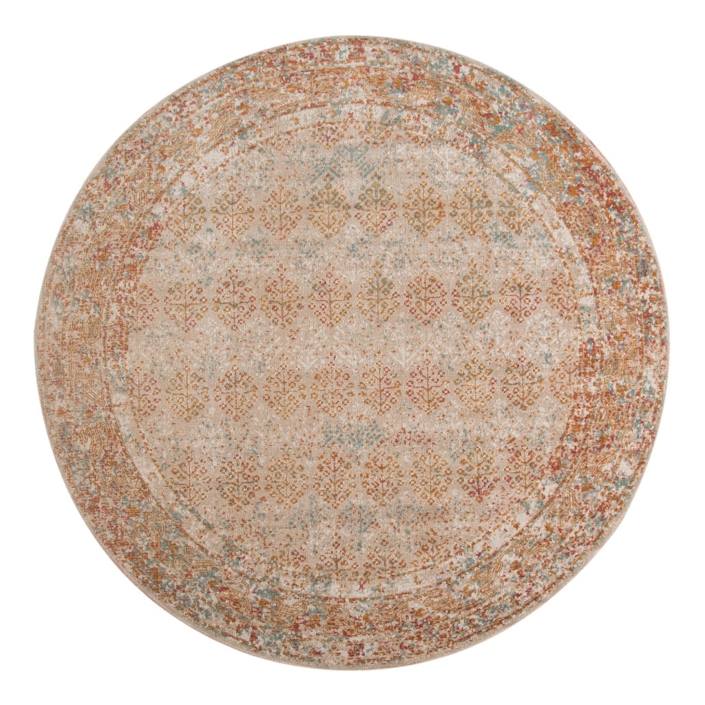 Power Loomed Geometric Southwestern Stain Resistant with Fringe Area Rug - 6' Round