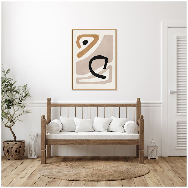 Kate and Laurel Sylvie Neutral Abstract 1 Minimal Modern Art Framed Canvas by July Art Prints