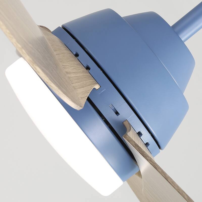 42" Modern Integrated LED Dark Blue Downrod Mounting Ceiling Fan with Light and Remote