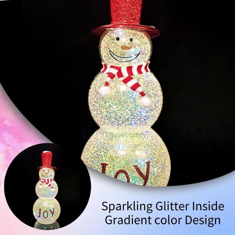LED Snowman Table Light - Christmas Decor with Hat & Scarf, Battery Operated Holiday Night Light - N/A
