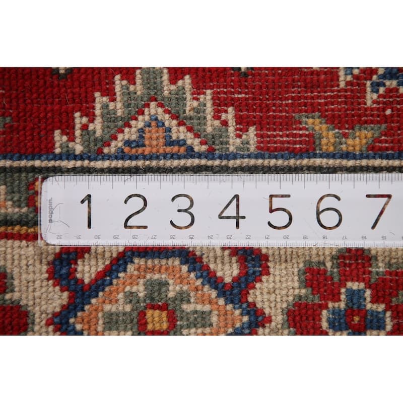 Geometric Kazak Runner Rug Handmade Oriental Wool Carpet - 2'8" x 7'9"