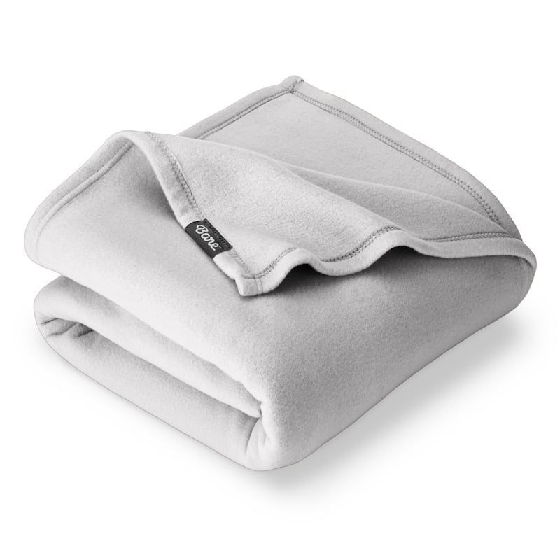 Bare Home Lightweight Polar Fleece Blanket - Throw/Travel - Light Grey