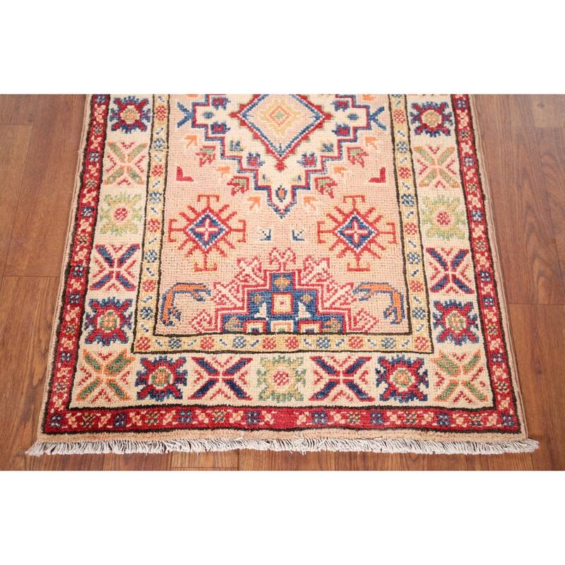 Kazak Accent Rug Hand-Knotted Traditional / Geometric Wool Carpet - 2'0" x 3'2"