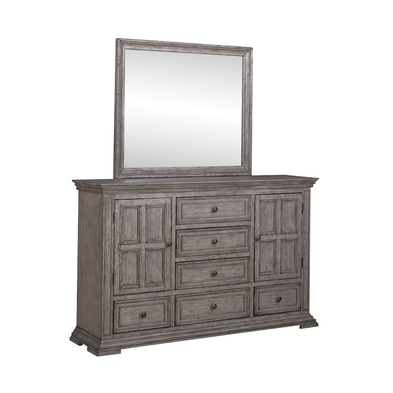 Big Valley Graystone Panel Bed, Dresser & Mirror Set