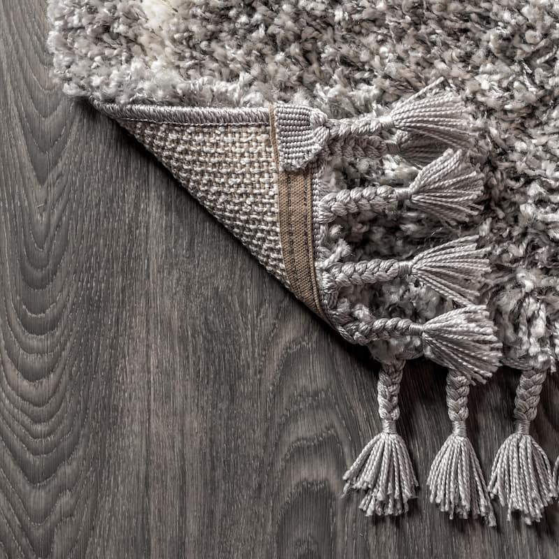 JONATHAN Y Modern Shag Plush Tassel Moroccan Geometric Trellis Area Rug