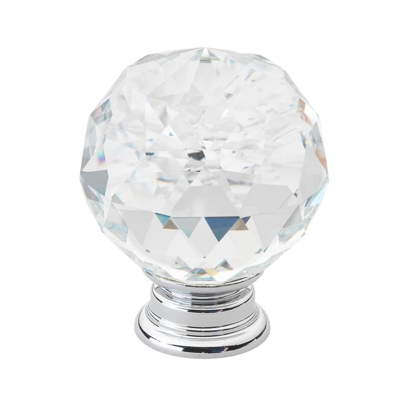 GlideRite 5-Pk 1-5/8 in. Round Crystal Cabinet Knob - Polished Chrome - Polished Chrome