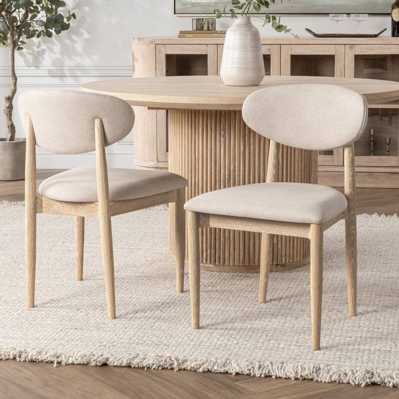 Classic Home Tiber Set of 2 Oak Wood Dining Chairs - Cream Washed