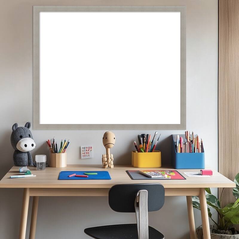 Amanti Art Woodgrain Stripe Blonde Framed Dry Erase Magnetic Board