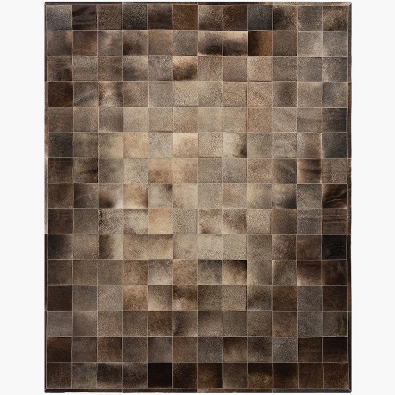Ben Soleimani South American Cowhide Tile Hand Woven Rug - 9' x 12' - Charcoal
