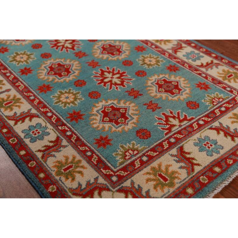Turquoise Kazak Foyer Rug Oriental Handmade Wool Carpet - 2'9"x 4'3"