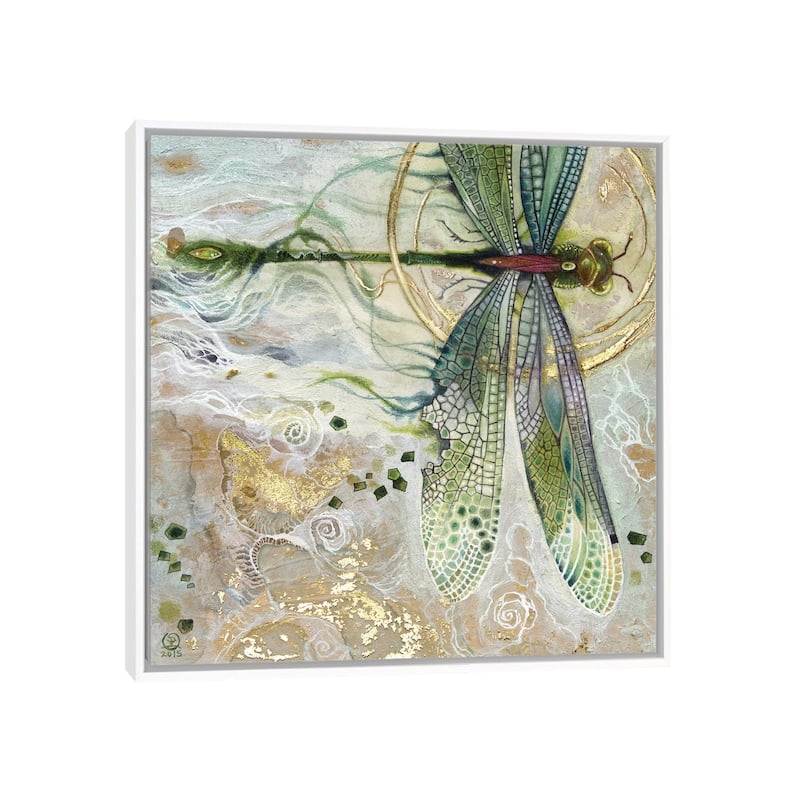 iCanvas "Damsel Fly II" by Stephanie Law Framed Canvas Print - 18x18 - White