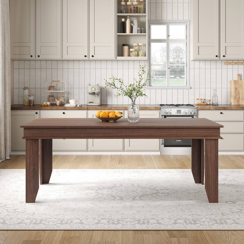 Farmhouse Dining Table for 6-8 People, 71 in Long Kitchen Tables with Wooden Sturdy Frame