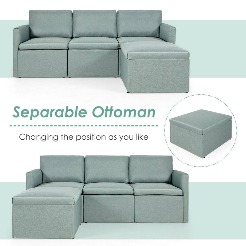 Convertible L-Shaped Sectional Sofa Couch with Reversible Chaise - 75.5" x 58.5" x 31.5" (W x D x H)
